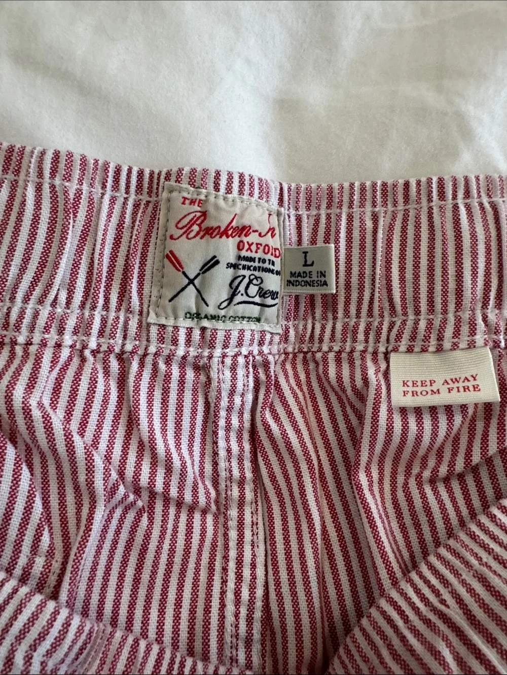 J Crew Oxford Pink and White Striped Drawstring Bermudas